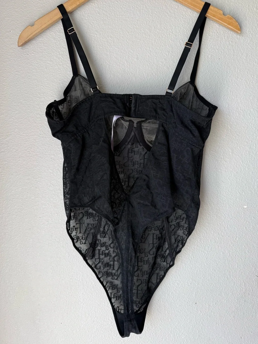Savage X Fenty Signature Script Underwire Black Teddy Women’s Size XL 14-16